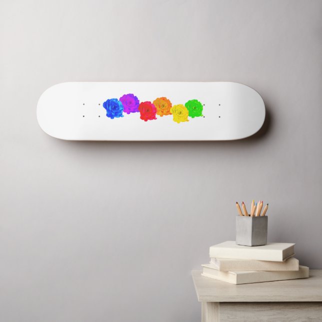 Skateboard Roses arc-en-ciel (Art mural (Horz))
