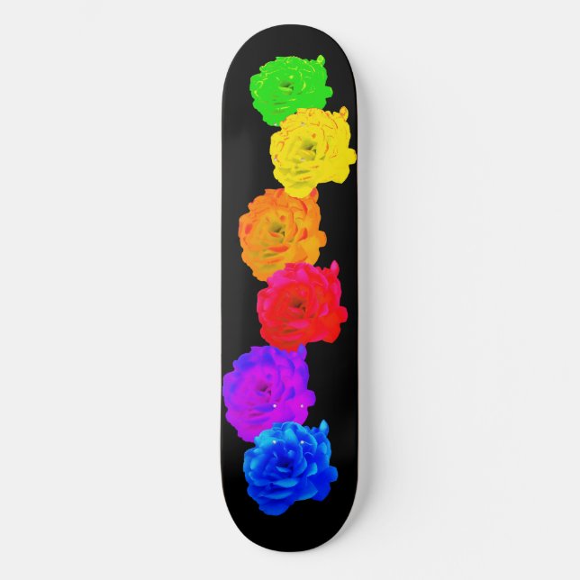Skateboard Roses arc-en-ciel (Recto)