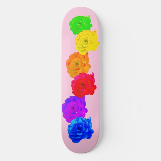Skateboard Roses arc-en-ciel (Recto)