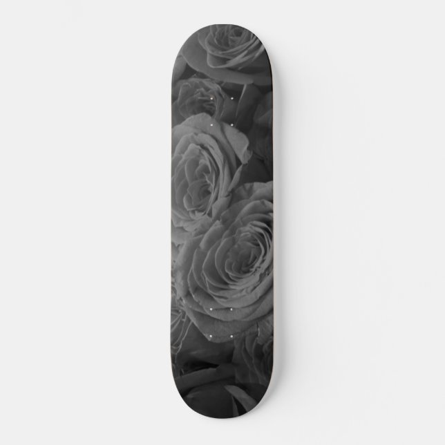 Skateboard Roses gris, photo florale grise (Recto)