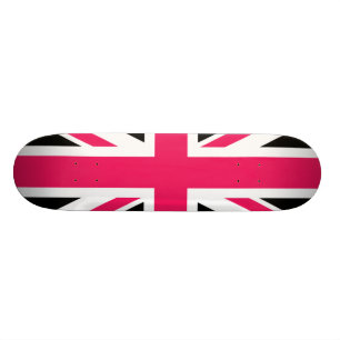 Skateboard Roses indien de ~ d'Union Jack noires et blanches