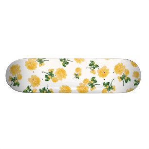 Skateboard Roses jaunes sur skboard blanc