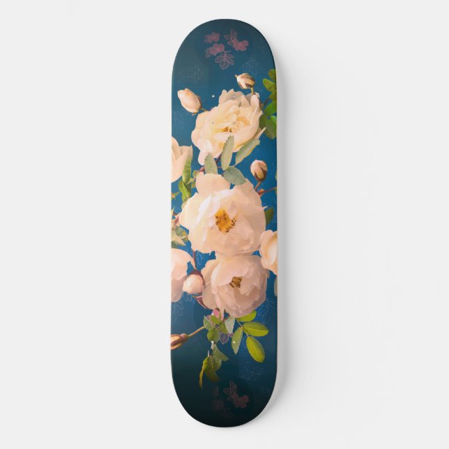 Skateboard Roses rouges en poudre romantique (Recto)