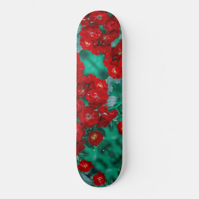 Skateboard Roses rouges Pale Green Feuilles (Recto)