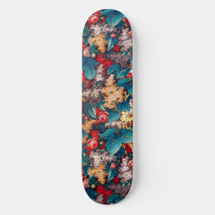 Skateboard Roses rouges vintages et motif floral lilas