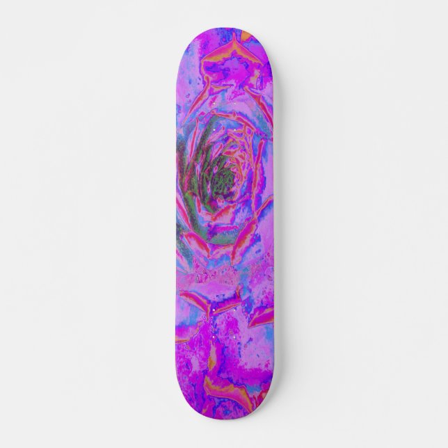 Skateboard Rosette de Sedum Succulente Violet et Magenta (Devant)