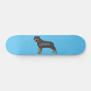 Skateboard Rottweiler dog cartoon illustration 