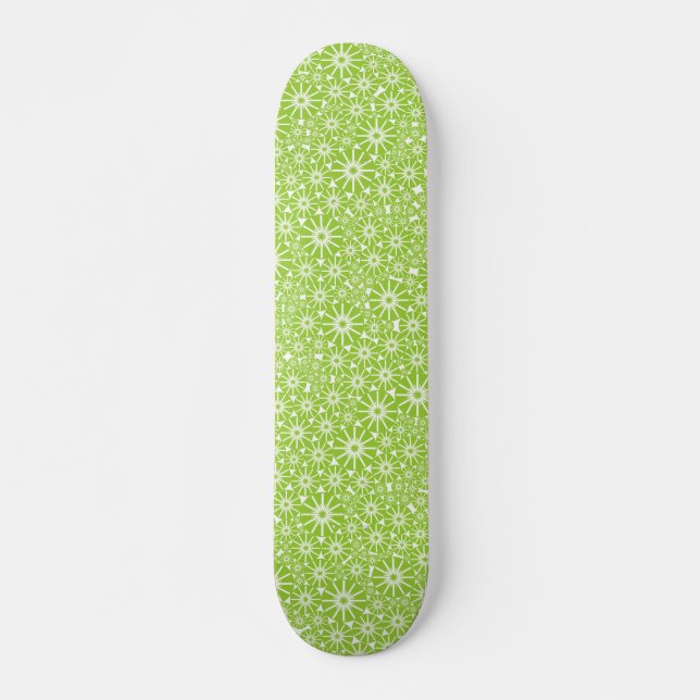 Skateboard Roue étoile Abstraite - Martian Green sur blanc (Devant)