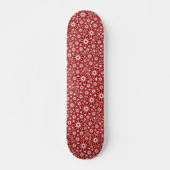 Skateboard Roue étoile Abstraite - Rouge rubis sur blanc (Devant)