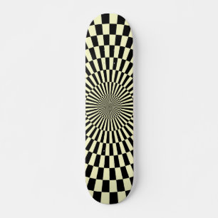 Skateboard Roue Op Art - Crème et noir