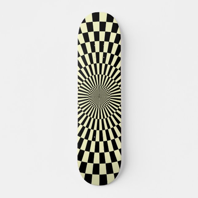 Skateboard Roue Op Art - Crème et noir (Devant)