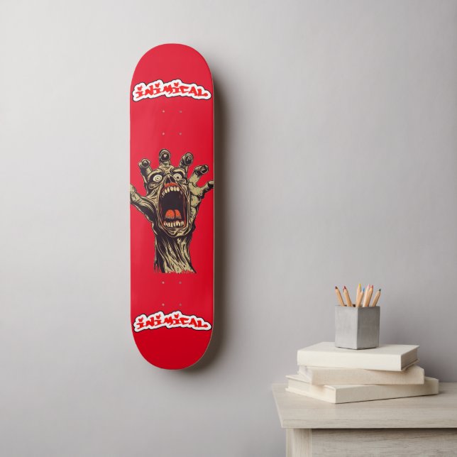 Skateboard Rouge à la main (Art mural)