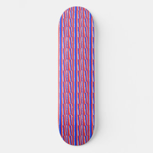 Skateboard Rouge Blanc Bleu Cercles Bleu Bandes Planche