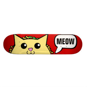 Skateboard Rouge de Meow de chat de taco