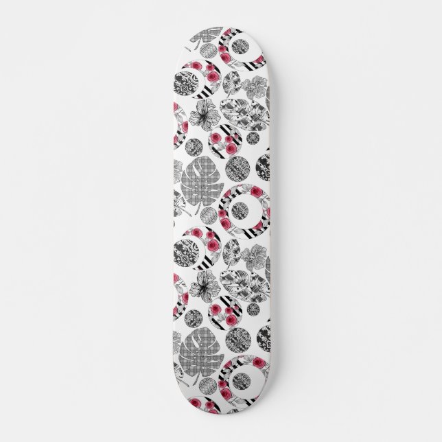 Skateboard Rouge et noir, Quilage, Patchwork (Devant)