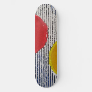 Skateboard Rouge Jaune Soleil Spot Noir Blancs