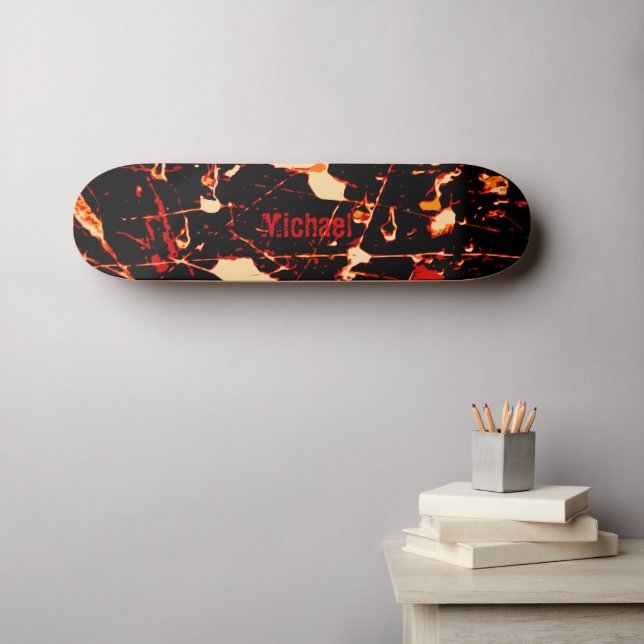 Skateboard Rouge noir blanc jaune Personnalisable (Art mural (Horz))