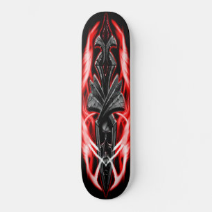 Skateboard Rouge ornement crânien