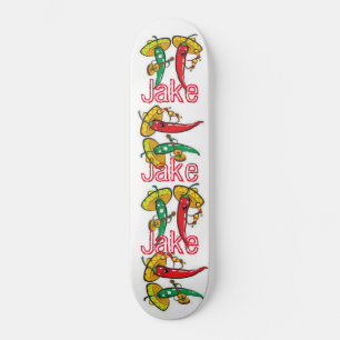 Skateboard rouge poivre vert