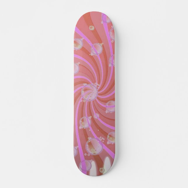 Skateboard Rouges et bulles Patinage Rose (Devant)