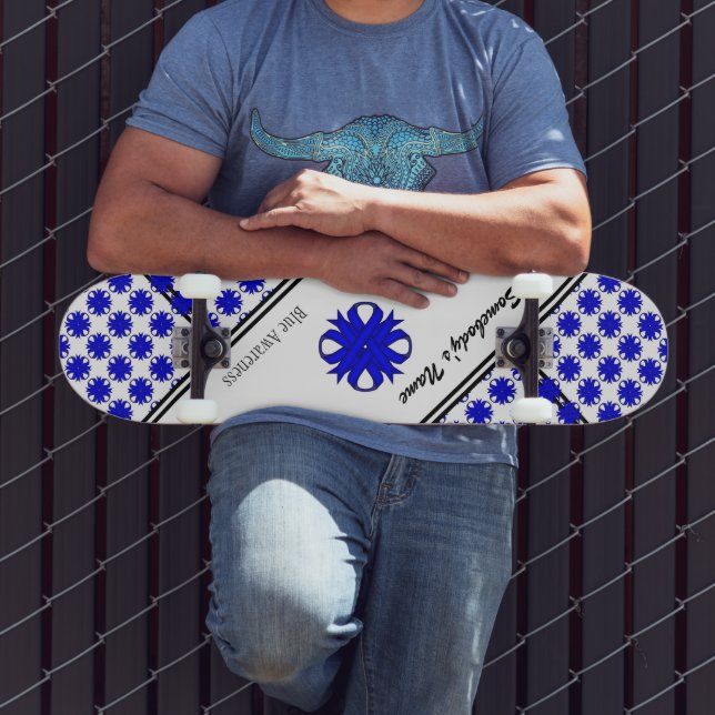 Skateboard Ruban de trèfle bleu par Kenneth Yoncich (Extérieur 3)