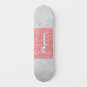 Skateboard Ruddy rose Batik gris Aquarelle Nom