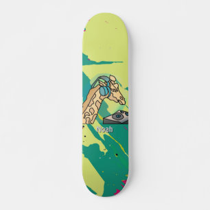 Skateboard Rue Girafe rétro avec casque