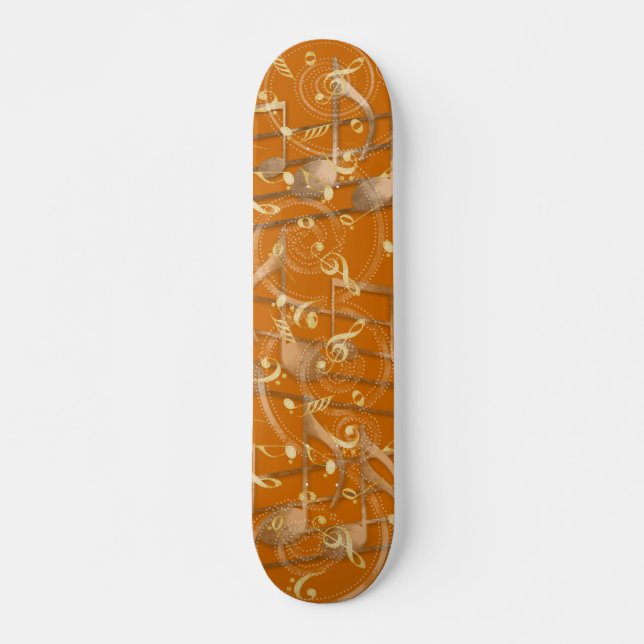 Skateboard Rust orange musique artistique notes skboard deck (Devant)