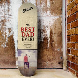 Skateboard Rustic Best Dad Ever Typography Photo<br><div class="desc">Rustic Best Dad Ever Typography Photo skateboard with names. Trendy red and black typography is on a beige rustic background. Add your favorite photo and your names in the sweet message. This modern custom and personalized skateboard is a perfect gift for a dad or a new dad on Father`s Day,...</div>