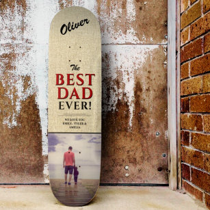 Skateboard Rustic Best Dad Ever Typography Photo