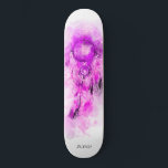 Skateboard *~* Sacré Tribal Shamanic Dream Catcher Boho<br><div class="desc">* Western BOHO American Watercolor Abstrait Dream Catcher Journey with nice Feathers as a Shamanic symbole for a Native American Spiritual Healer or BOHEMIAM design. * * *** Les couleurs sont surtout roses foncées MAGENTA sur BLANC. Ce design ésotérique populaire boho créatif abstrait attrapeur de rêve moderne et de plumes...</div>