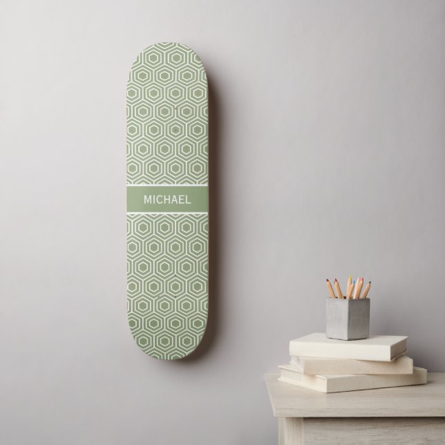 Skateboard Sage Green Hexagon Honeycomb Nom du Motif (Art mural)