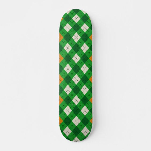 Skateboard Saint Patrick's Day couleur Irlandaise argyle (Devant)