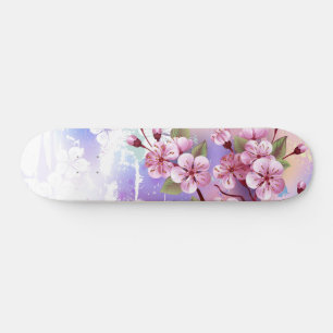 Skateboard Sakura rose sur la peinture Arrière - plan