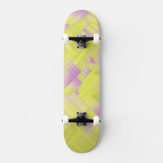 Skateboard Salles Géométriques Jaunes (Recto)