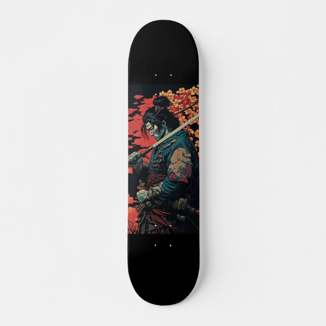 Skateboard Samouraï avec épée (Devant)