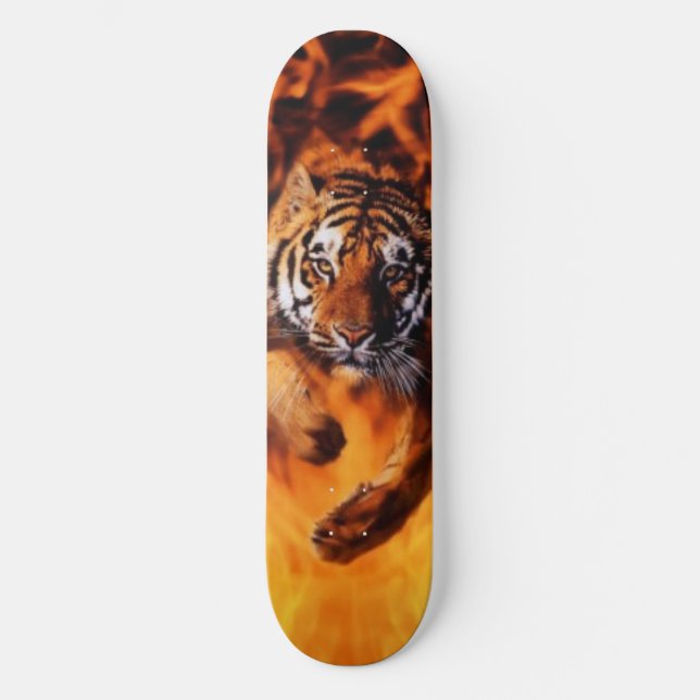 Skateboard SB sautant de flammes de tigre de Bengale (Recto)