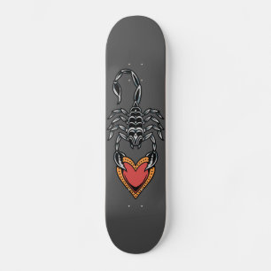Skateboard Scorpion signe Zodiac Coeur amour gris foncé Éléga