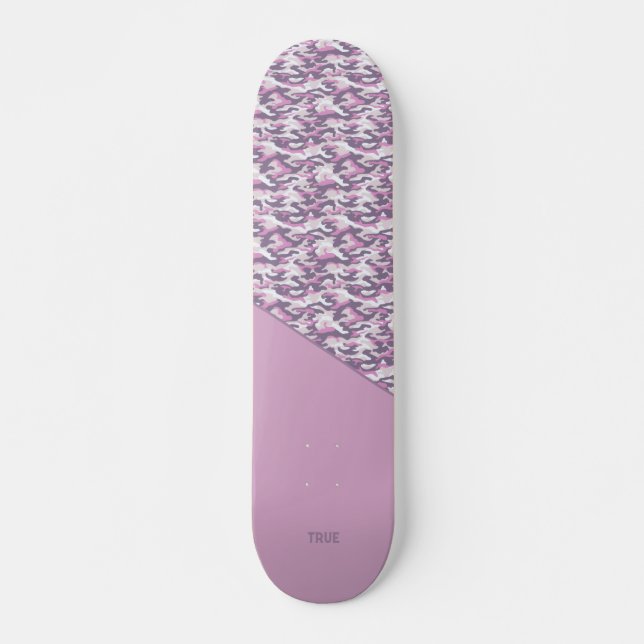 Skateboard Semi camouflage double gris et rose vertical (Devant)