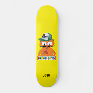 Skateboard Senor Gato Cartoon Chat avec Casquette de camion