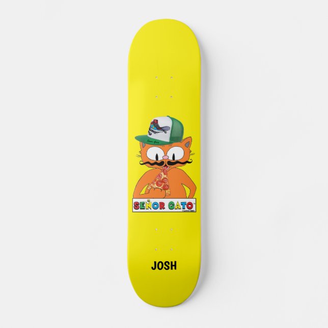 Skateboard Senor Gato Cartoon Chat avec Casquette de camion (Recto)
