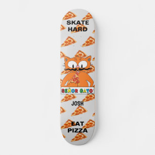 Skateboard Senor Gato Patinage Dur Manger Pizza Personnalisé