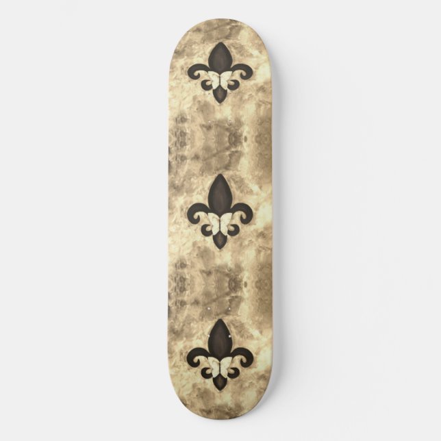 Skateboard Sepia Butterfleur | Tan Butterfly on Fleur de Lis (Recto)