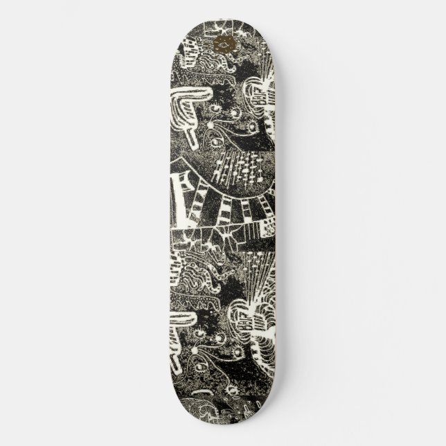Skateboard Sépia noir abstrait  (Recto)