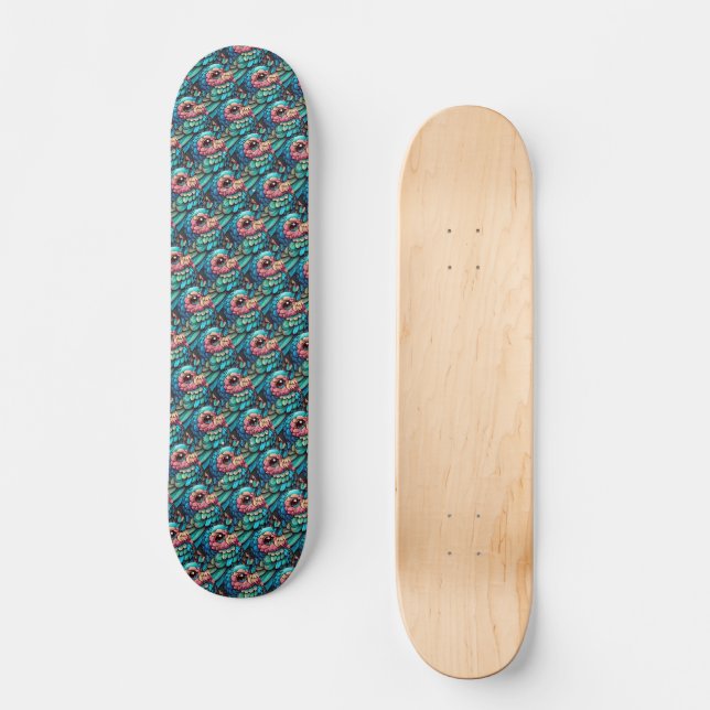 Skateboard Sérénité vibrante à plumes (Recto)