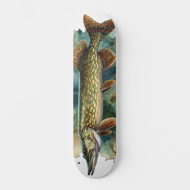 Skateboard Série Aquarelle : Brochet (Recto)