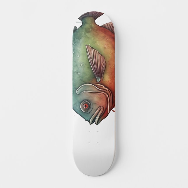 Skateboard Série Aquarelle : Piranha (Recto)