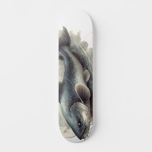 Skateboard Série Aquarelle : Poisson-chat