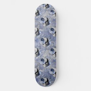 Skateboard Série de crânes floraux bleus Design 2