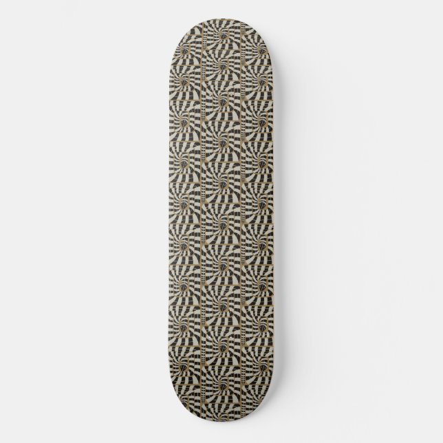 Skateboard Serpent Abstrait rayé amusant dans les tons neutre (Recto)